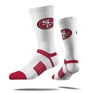 STRIDELINE Men's San Francisco 49ers Premium Crew Primary Logo White Size M/L
